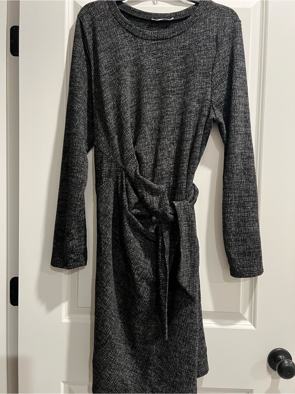 Ces Femme Women's Charcoal Knit Tie-Waist Dress
